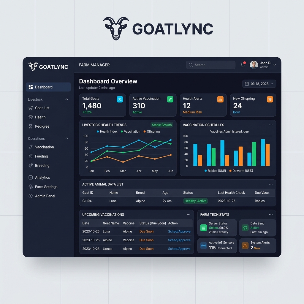 Goat Management Operations Dashboard Mockup