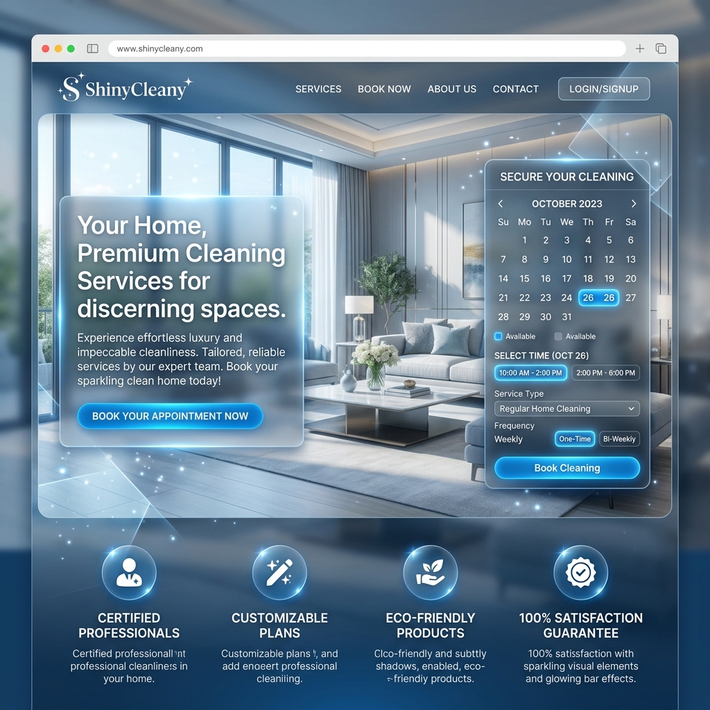 ShinyCleany Booking Website Mockup