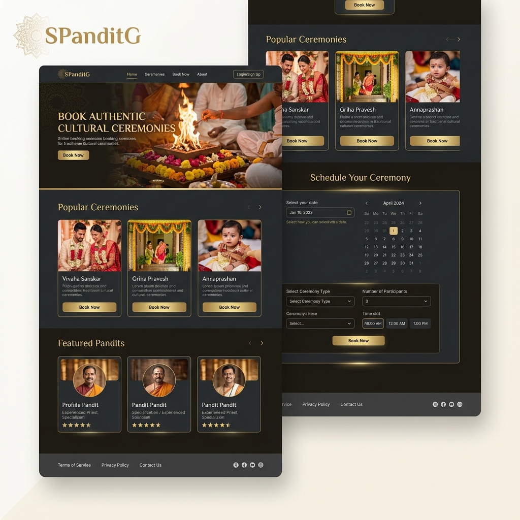 SPanditG Puja Booking Portal Mockup